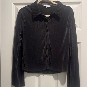 Ro & De Black Pleated Button Down Shirt
